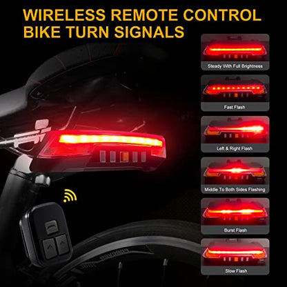 JINKEY Bike Turn Signals,Bright Bicycle Turn Signals Front Back IPX5 Waterproof Wireless Remote Control Rear Bike Light USB Rechargeable LED Bike Flashlight for Mountain Bike,Bicycle,Scooter - color: Style 3