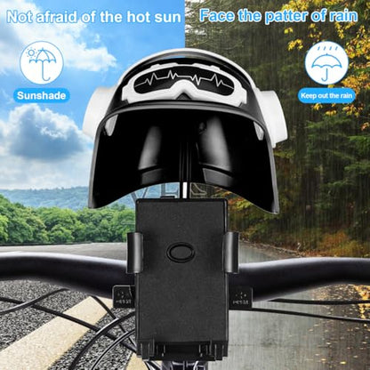 LALAFINA Waterproof Motorcycle Phone Mount with Sunshade Universal Bike Phone Holder Clamp for Rear Mirror Secure Grip Stand Compatible with Most Smartphones for Safe Riding