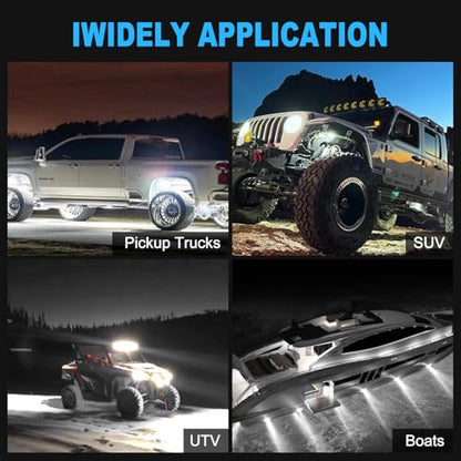 24pods White Rock Lights kit Dc 12v-80v 6000k Aluminum Pure White Led Rock Lights with Switch Wiring Harness Kit Ip68 Waterproof for Trucks Pickup Offroad Car SUV Utv ATV Rv Fends Underglow Lights - color: White-24Pcs + Switch Wiring Harness