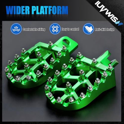 Motorcycle Foot Pegs Footpegs Rest Pedal MX Style CNC for Z125 Pro 2016-2024 Green - color: green