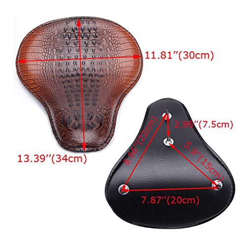 13" Brown Crocodile Motorcycle Leather Driver Seat Cushion for Harley Davidson Sportster Chopper Bobber (Brown-Crocodile) - color: Brown-Crocodile
