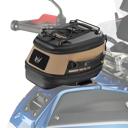 Rhinowalk Motorcycle Tank Bag 5L-6.5L with Strong Magnetic Quick Release Magnetic Tank Bag with Rain Cover fits Harley Davidson, Indian, Honda, Yamaha, Suzuki and More-Brown - color: Brown