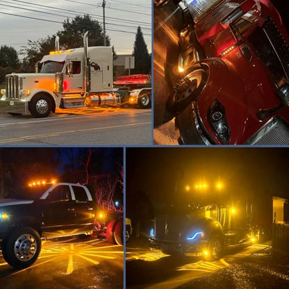 2 Pcs Amber Glass Lens Watermelon Lights LED Side Marker Turn Signal Lights with Stainless Steel Bezel Replacement for Kenworth Peterbilt Freightliner Trucks ATV Motorcycle