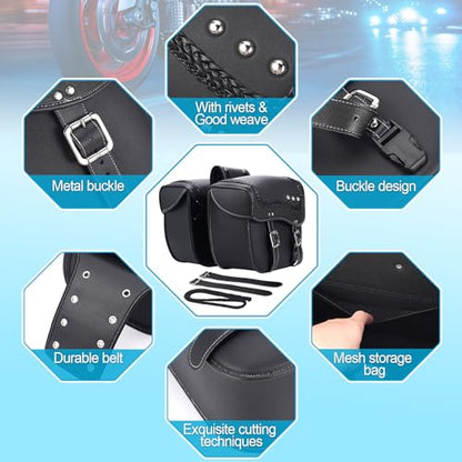 Universal Motorcycle Bag,Waterproof PU Leather Saddle Bags,30L Large Capacity Motorcycle Tail Bag,Universal Accessories,Suitable For Cruise/Saddlebags Saddle Bag.
