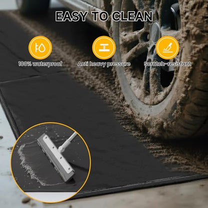 SUNYRISY 7'9" x 16' Containment Garage Floor Mat Under Car, Heavy Duty Waterproof Garage Carpet Floor Protection Non-Slip Parking Mat with Squeegee for Cars SUVs Trucks - size: 7'9" x 16'