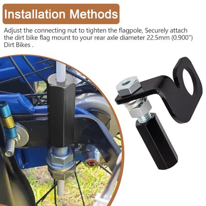 Dirt Bike Flag Mount, Motorcycle Flag Mount，Motorcycle Dune Whip Mount，Rear Axle Whip Mount Mounting Set for Quick Install 1/4" Whip Flag Pole