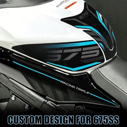 Blue Motorcycle Gas Tank Stickers Fuel Tank Cover Protector Compatible with CFMOTO 675SS/675NK 2025 2026,Custom Design,Full Protection,Anti Slip,Residue Free Adhesive,CFMOTO 675SS Accessories - color: Blue