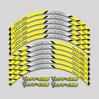 For Yamaha MT09 MT-09 Motorcycles Accessories Thick Edge Outer Front and Rear Rim Wheel Reflective Decal Sticker Magnet Strip Tape (A yellow,12) - color: A yellow