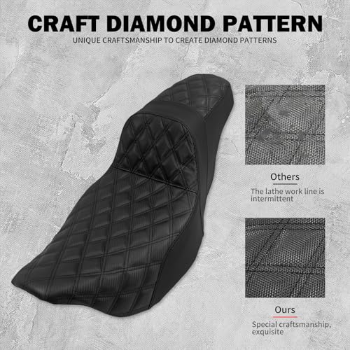 One-Piece Driver Passenger Seat Motorcycle 2-up Seat Fit for Harley Touring Electra Glide Road King Road Glide Street Glide 2009-2023 (Black Stitching) - color: Black Stitching Without Backrest