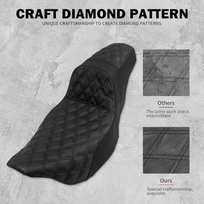 One-Piece Driver Passenger Seat Motorcycle 2-up Seat Fit for Harley Touring Electra Glide Road King Road Glide Street Glide 2009-2023 (Black Stitching) - color: Black Stitching Without Backrest