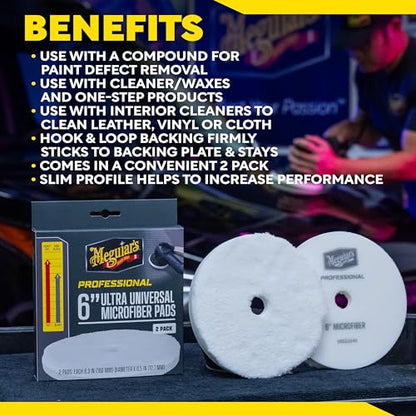 Meguiar's Professional 6" Microfiber Pad, 2pk, 10/CV
