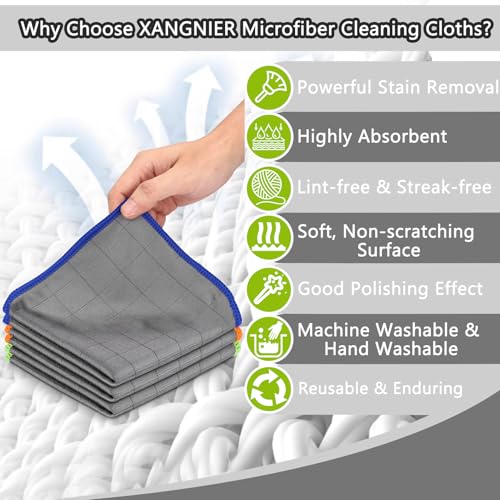XANGNIER Microfiber Glass Cleaning Cloths,3 Pack Streak Free Miracle Cleaning Cloth,Reusable Lint Free Cleaner Towels for Kitchen,Windows,Mirror,Glasses,Car Windshields,Stainless Steel,11.8"×11.8" - color: Multicolor