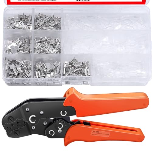 Twidec/360Pcs 2.8/4.8/6.3mm Quick Splice Male and Female Wire Spade Connector Crimp Terminal Block Assortment Kit with Insulating Sleeve for Electrical Wiring Car Audio Speaker with Crimping Pliers - color: Silver 360pcs+sn-48b