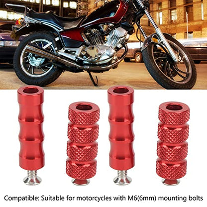 2 Pair CNC Motorcycle Knurled Shifter Peg Anti-Skid Gear Shift Brake Lever Foot Pegs Pedal 6mm Hole Front Footrests For Mounting Bolts Moto (Red) - color: Red