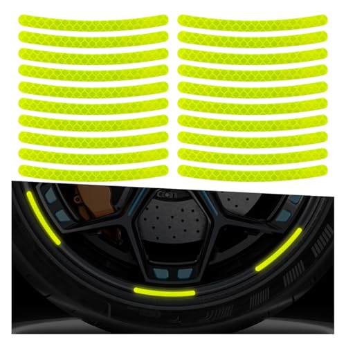ZIMISI 20PCS Car Wheel Stripe Reflective Stickers, Anti-Scratch Rim Decals for Vehicles, Night Safety Warning Tape Decal, Car Wheel Decorative Stripe Stickers for Motorcycles, Bicycles (Green) - color: Green