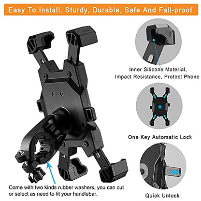 2025 Upgraded Bike Phone Mount, Easy Install and Quick Release Bicycle - Motorcycle Handlebar Phone Mount Holder, Bike Phone Holder for iPhone and More 4.7-6.8 inch Cell Phone - size: Handlebar