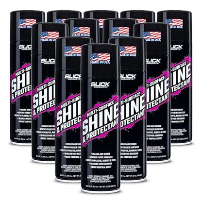 Slick Products Shine & Protectant Spray 17.35 FL OZ. - High Gloss Clear Coating Renew Vinyl, Plastic, Rubber, Trim, Tire, Car, Truck, Motorcycle, Dirt Bike (12-Pack) - size: 17.35 Fl Oz (Pack of 12)