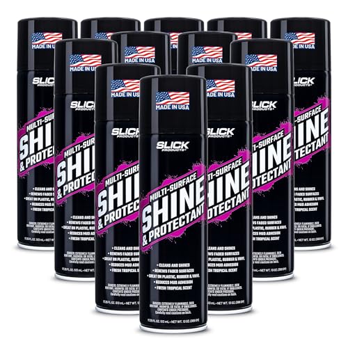 Slick Products Shine & Protectant Spray 17.35 FL OZ. - High Gloss Clear Coating Renew Vinyl, Plastic, Rubber, Trim, Tire, Car, Truck, Motorcycle, Dirt Bike (12-Pack) - size: 17.35 Fl Oz (Pack of 12)