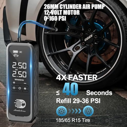 Tire Inflator Portable Air Compressor/Pump for Car Tires w/Digital Tire Pressure Gauge - Air Compressor (160 PSI) - Motorcycle, Electric Bike Pump and Bicycle Pump w/LED Light - style: black & gray 1