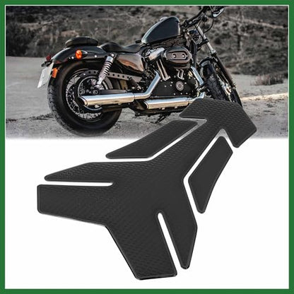Motoforti Motorcycle Gas Oil Fuel Tank Protector PVC Rubber Pad Emblem Badge Sticker Black Protector Decal Long-Lasting