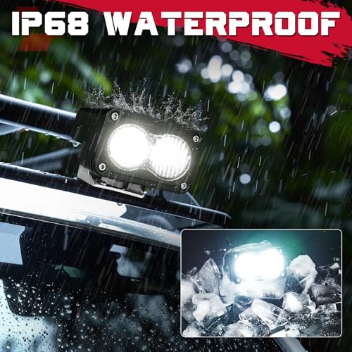 OFFROADTOWN 3 Inch LED Pods Lights 40W Driving Light Bar Off Road Lights LED Cubes Fog Light Bumper Grille Backup Reverse Lights for Truck Pickup ATV UTV SUV Motorcycle - color: 3inch_White Diffusion Straight Line
