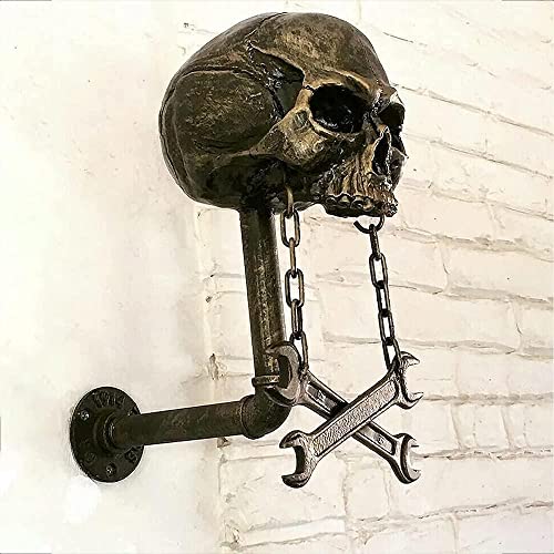 Personalized Cool Wall Mount Motorcycle Skull Helmet Holder, Skull with Beard-Helmet Rack,Removable Resin Crafts Motorcycle Helmet, Hanger for Coats, Bike,Baseballs and Rugby Helmet Caps, - color: C