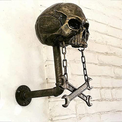 Personalized Cool Wall Mount Motorcycle Skull Helmet Holder, Skull with Beard-Helmet Rack,Removable Resin Crafts Motorcycle Helmet, Hanger for Coats, Bike,Baseballs and Rugby Helmet Caps, - color: C