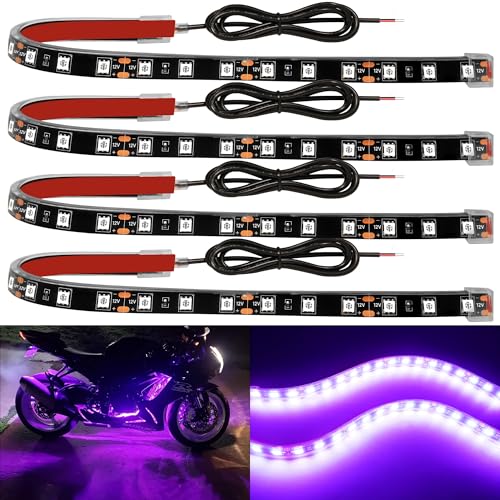YM E-Bright 4Pcs Led Strip Lights for Car, 12inch Waterproof IP68 Car Underglow Strip Lights Decoration 18SMD 12V Led Interior Exterior Lights Strip for Cars Motorcycles Truck Golf Cart Boat - Pink - color: Pink, size: 12inch/30cm