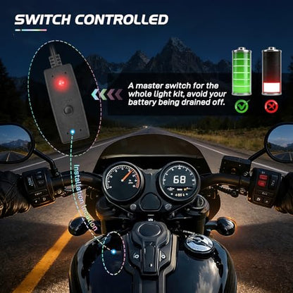 Nilight 20PCS Motorcycle RGB LED Light Kit Waterproof Multi Color Atmosphere Neon Accent Lights Lamp APP and Remote Control Underbody Strips for Harley Davidson Honda Kawasaki Yamaha Suzuki - color: 20Pcs RGB LED Strip-APP