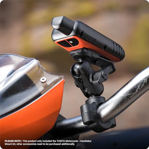 TUSITA Motorcycle GPS Mount - Holder Compatible with Garmin Handheld GPS - Double Socket Arm Handlebar Base - size: Short Arm