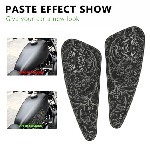 Skull Motorcycle Gas Tank Graphics Fuel Oil Tank Pad Decals for Harley Sportster XL 883 1200 Softail Dyna Bobber - color: 2pcs Side Gas Tank Pad