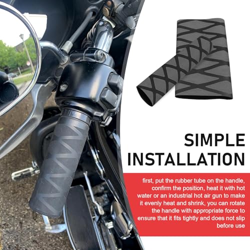 4 PCS Non-Slip Heat Shrink Motorbike Grips & Brake Grips Sleeve, Diamond Grid Rubber Handlebar Grip Cover, Shockproof Handlebar Protector, Universal for Dirt Bike, Scooter (Black) - color: Black