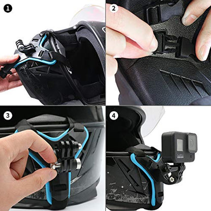 Motorcycle Helmet Chin Strap Mount for GoPro Hero 13/12/11/10/9/8/7/(2018)/6/5 Black,DJI Osmo Action 5 pro/4/3/2,Insta360 ONE R,AKASO/Campark/YI and More - color: Helmet Chin Strap Mount