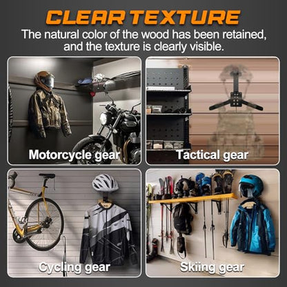 Tactical Gear Wall Mount Stand - Motorcycle Helmet Holder Display Stand with Hooks, Solid Wood Airsoft Plate Carrier Rack for Police, Football and Cycling Suit - color: Black