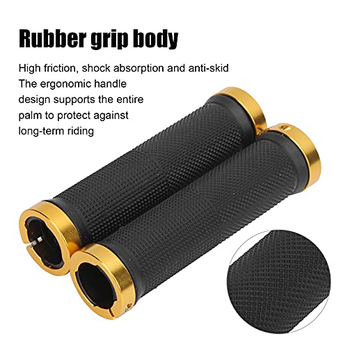 1 Pair Bike Handlebar Grips, Lightweight Rubber Handlebar Sleeve for Mountain Bike - color: Gold