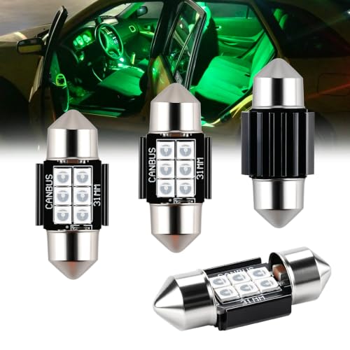 iBrightstar 9-30V Extremely Bright DE3175 DE3021 Festoon LED Bulbs Error Free 1.25" 31mm for Interior Map Dome Lights and License Plate Courtesy Lights, Green - color: Green, size: 31mm
