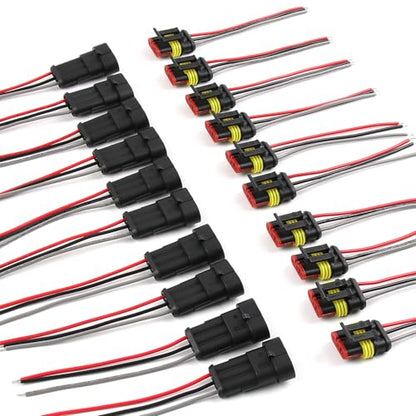 3 Pin Waterproof Electrical Wire Connectors 10 Pack Weather Pack Connectors Kit 20AWG Male and Female Automotive Wire Connectors for Car Truck Motorcycle Boat Auto Wiring - size: 3pin-10Pack
