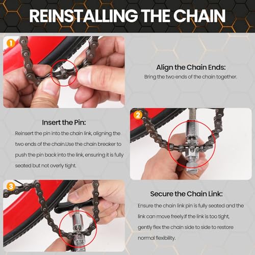 Oumers Bike Chain Repair Tools Set, Bicycle Chain Break Tool, Master Link Pliers, Bike Wear Checker Indicator Opener Closer Remover Pliers - color: Black