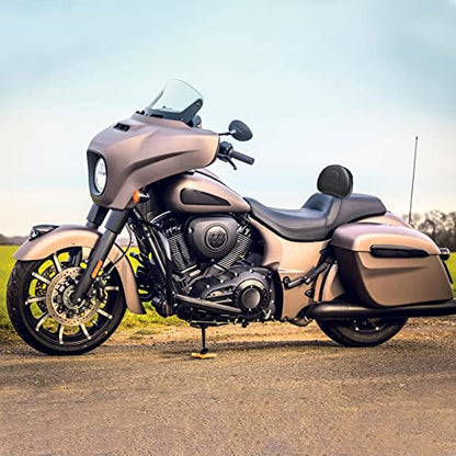 Adjustable Front Driver Rider Backrest Pad Plug-In Back Rest With Pocket Mounting Kit Compatible With Indian Chief Chieftain Roadmaster Springfield 2014-2025(Not for Indian Chieftain PowerPlus) - color: Black-Striated