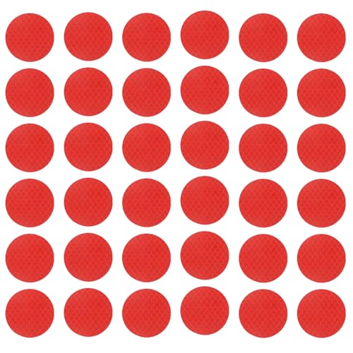 PATIKIL Reflective Stickers (Round, Red) (50 Pcs) High Visibility Safety Reflective Tape Adhesive Waterproof Warning Strips for Car/Motorcycle/Helmet/Trailer Truck - color: Red, size: Round