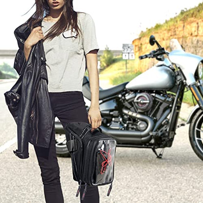 Motorcycle Tank Bag w/Strap Storage Bag Compatible with Honda Yamaha Suzuki Kawasaki Harley Water Resistant (Black) - color: Black