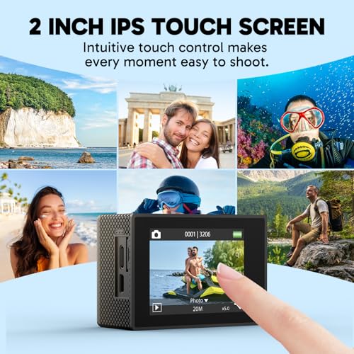 AKASO EK7000 Pro 4K30fps Action Camera with Touch Screen EIS 131ft Waterproof Underwater Camera Remote Control 5X Zoom with Helmet Accessories Kit (Standalone)