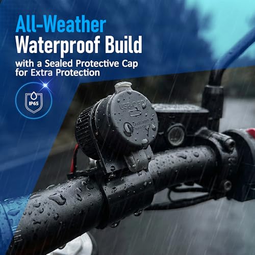 Cliff Top Motorcycle USB Charger Dual USB Port 36W Waterproof Phone Charger with 18W PD USB-C & QC 3.0, Magnetic Power Switch, Battery Drain Prevention (6A 36W SAE Connector) - size: 6A 36W PD USB-C & QC 3.0 (SAE)