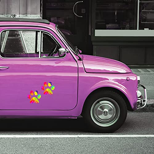 2 Pack 5.1" Rainbow Tie Dye Cat Dog Pawprint Reflective Vinyl Car Decals Stickers Van Trucks Women Men Motorcycle Laptop Decals Skateboard Bike Bumper Window - color: Paw-1