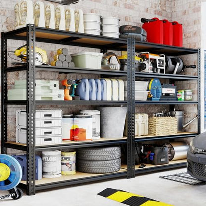 Heavy Duty Garage Shelving,5-Tier Garage Storage Shelves,2400LBS Storage Shelves Heavy Duty,Adjustable 5 Tier Shelving Unit,Heavy Duty Shelving for Garage Storage Warehouse,28''×12''×60'' - size: 60" H x 28" W x 12" D