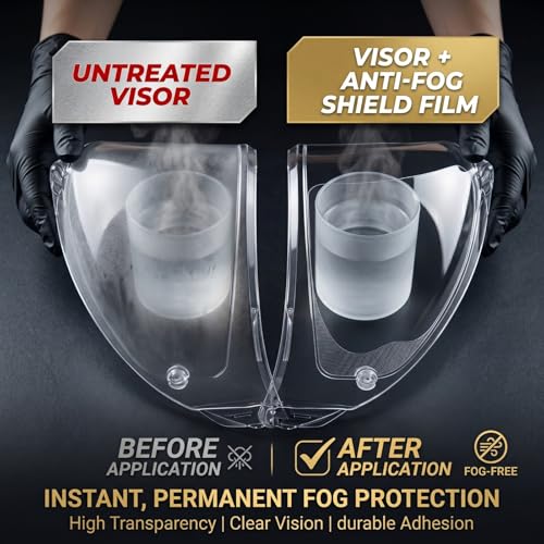Motorcycle Helmet Anti-Fog Film, Universal Visor Insert, Clear Anti-Fog + Rainproof HD Lens Protector for Safer Riding, Easy Install (4 Pack)