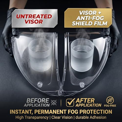 Motorcycle Helmet Anti-Fog Film, Universal Visor Insert, Clear Anti-Fog + Rainproof HD Lens Protector for Safer Riding, Easy Install (4 Pack)