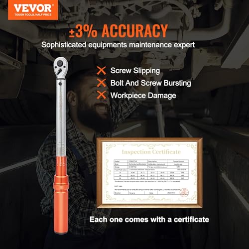 VEVOR 3/8-inch Drive Click Torque Wrench 10-80ft.lb/14-110n.m, Dual-Direction Adjustable Torque Wrench Set with Mechanical Dual Range Scales and Adapters Extension Rod - size: 10-80 FT.LB, style: 3/8-inch