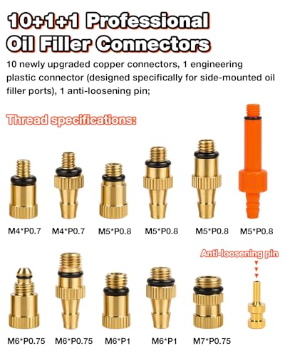 Brake Bleed Kit for Shimano & SRAM, Hydraulic Bike Brake Bleeding Tool Kit for MTB & Road Bikes, Includes 10 Brass Connectors, Visual Oil Cup & Storage Base | Hydraulic Disc Brake Bleed Kit with 10 Brass Connectors - size: Compatible with 200+ Models