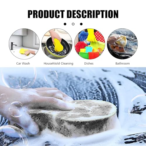 UGSHY 5 PCS Car Wash Sponge for Cleaning, 8.6In x 4.3In x 1.7In Vehicle Compressed Scrubber Kit, Universal Automotive Easy Grip Sponges for Motorcycle Bike Truck SUV Kitchen Dishes Bathroom (Black)